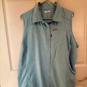 Columbia Sleeveless Button-Up Shirt – Women’s XL – Light Blue – Lightweight Outd